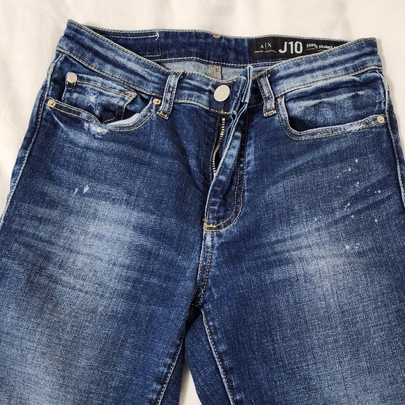 Armani Exchange Mid Rise Skinny Distressed Jeans - Picture 1 of 5